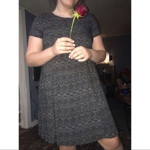 Black and White Short-Sleeved Dress